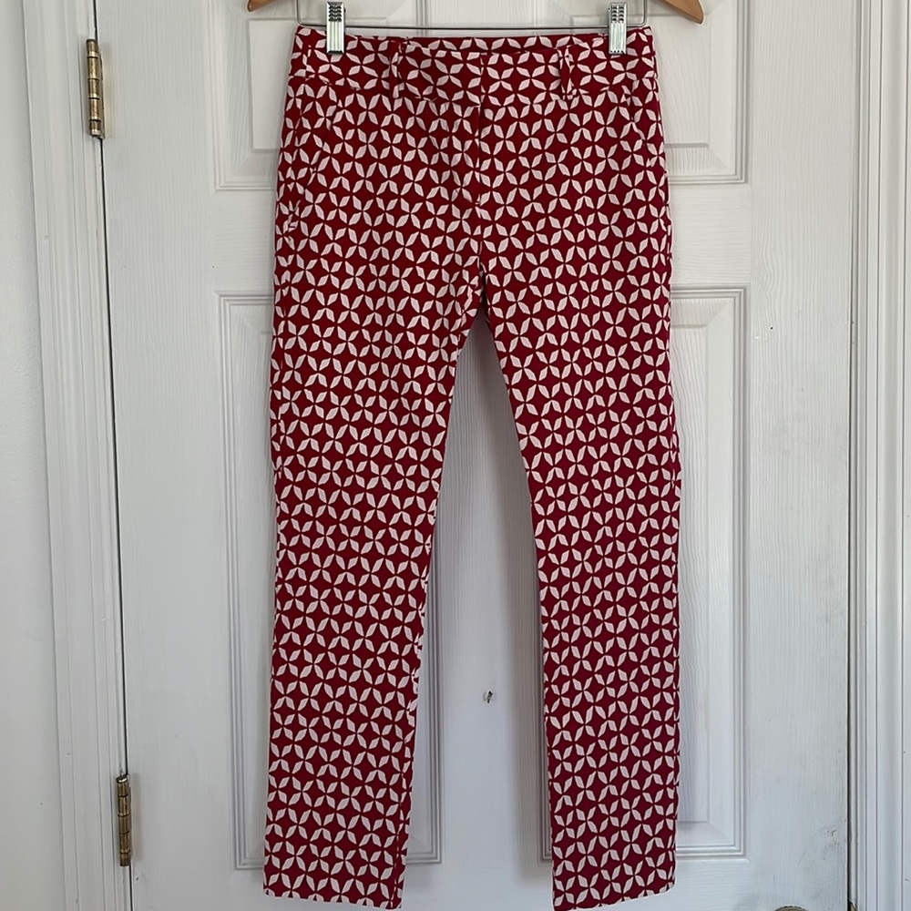AnnTaylor LOFT Petites Marisa Skinny Pants Size 0 Red Print Ankle Length